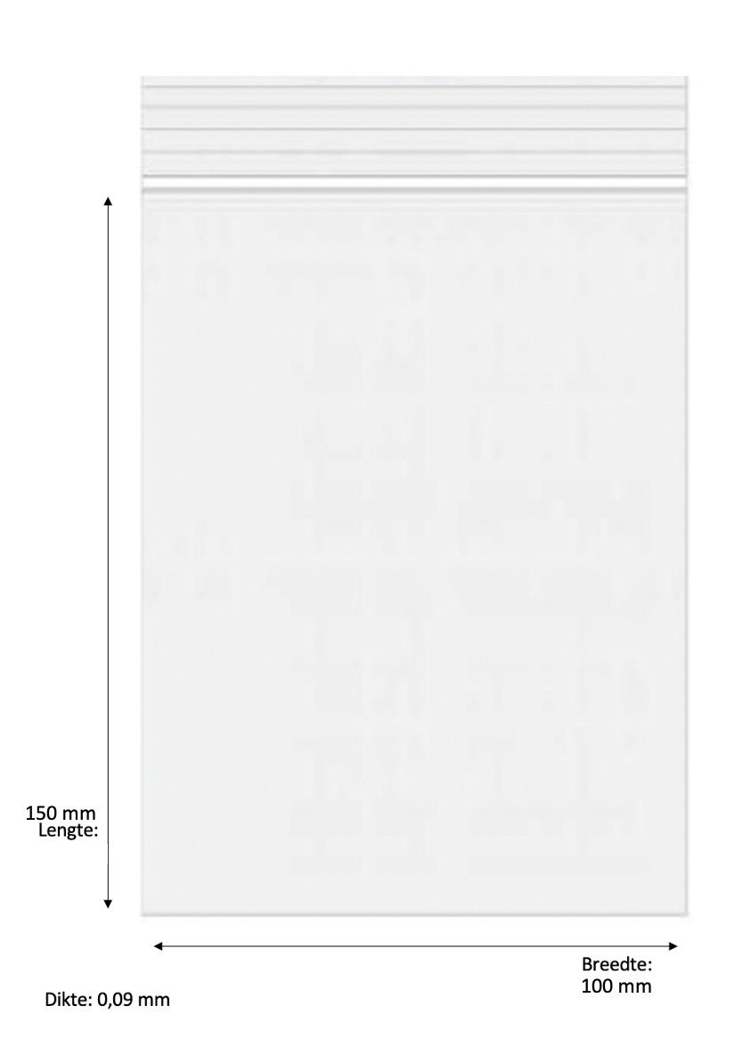 150 x 100mm 90 micron 100 stuks - transparant