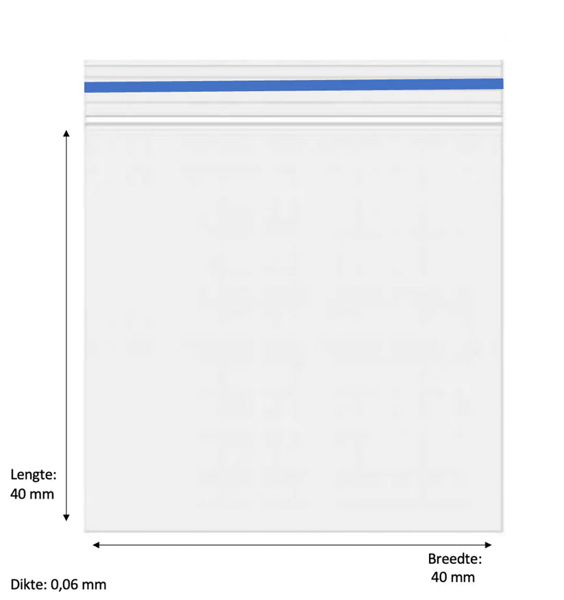 40 x 40mm 60 micron 100 stuks – Blauw