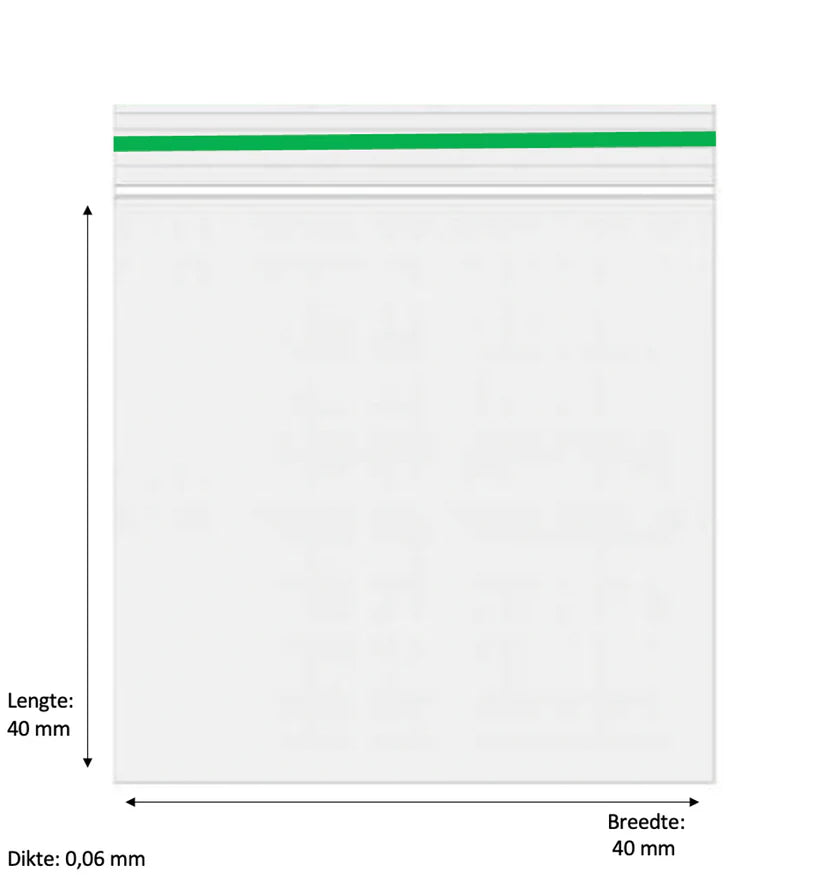 40 x 40mm 60 micron 100 stuks – Groen