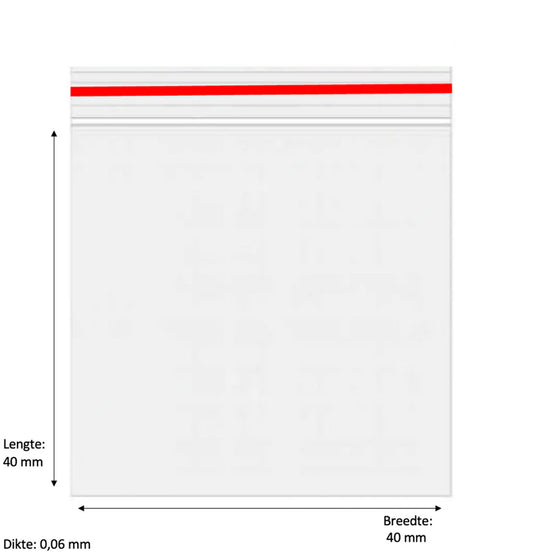 40 x 40mm 60 micron 100 stuks – Rood