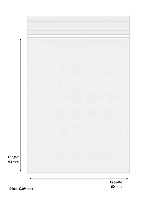 80 x 60mm 90 micron 100 stuks – Transparant