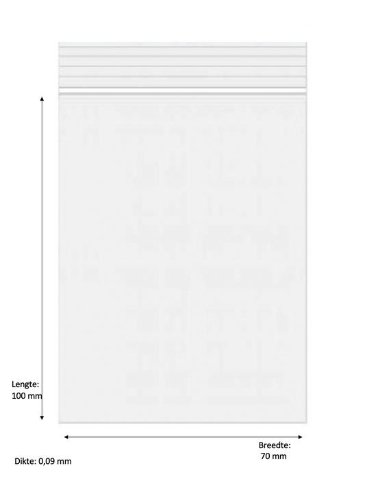 100 x 70mm 90 micron 100 stuks – Transparant