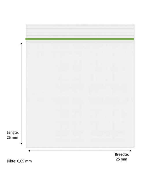 100x Gripzakjes 25 x 25mm 90 micron Groen